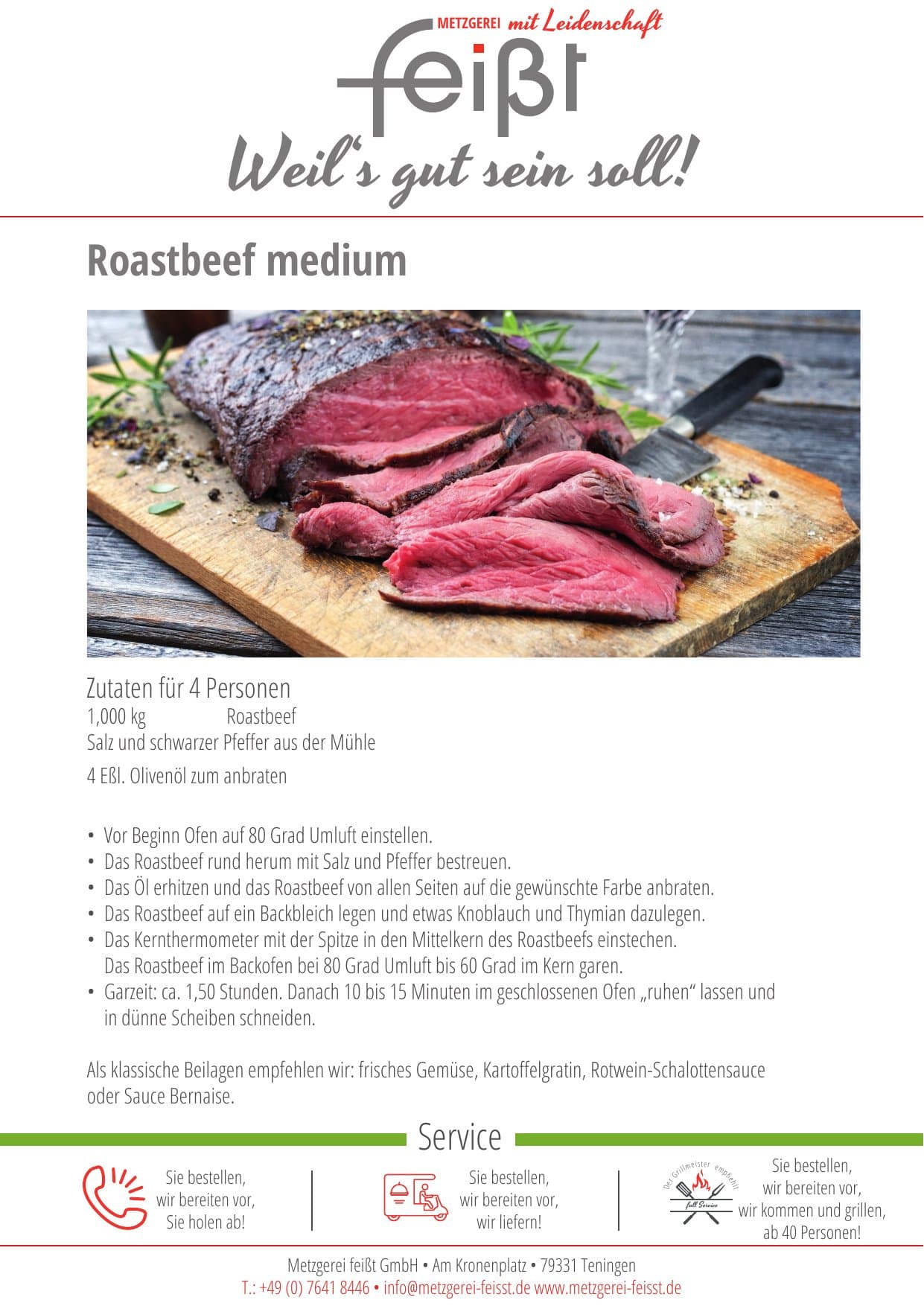 Roastbeef Medium — Rezeptkarte