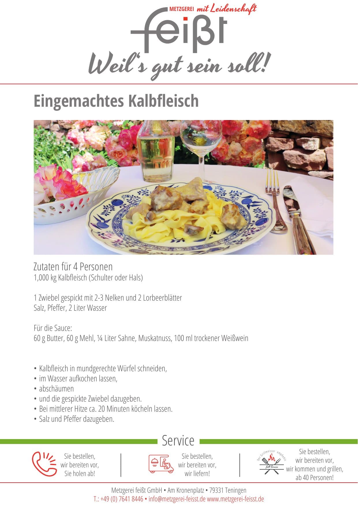 Eingemachtes Kalbfleisch — Rezeptkarte — Seite 1 von 2
